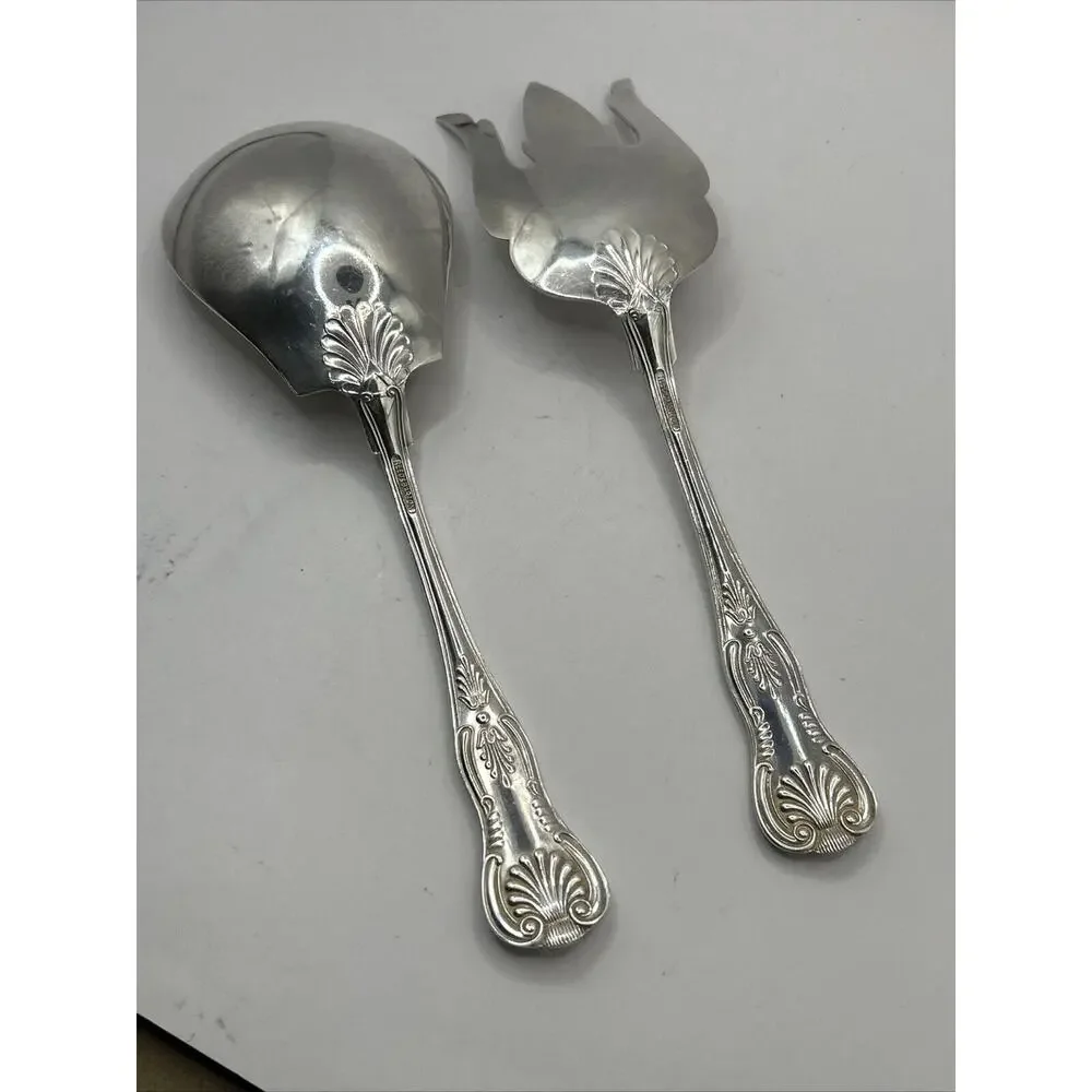 Vtg Reed & Barton Silverware Serving Set Clam Shell Design Spoon & Fork